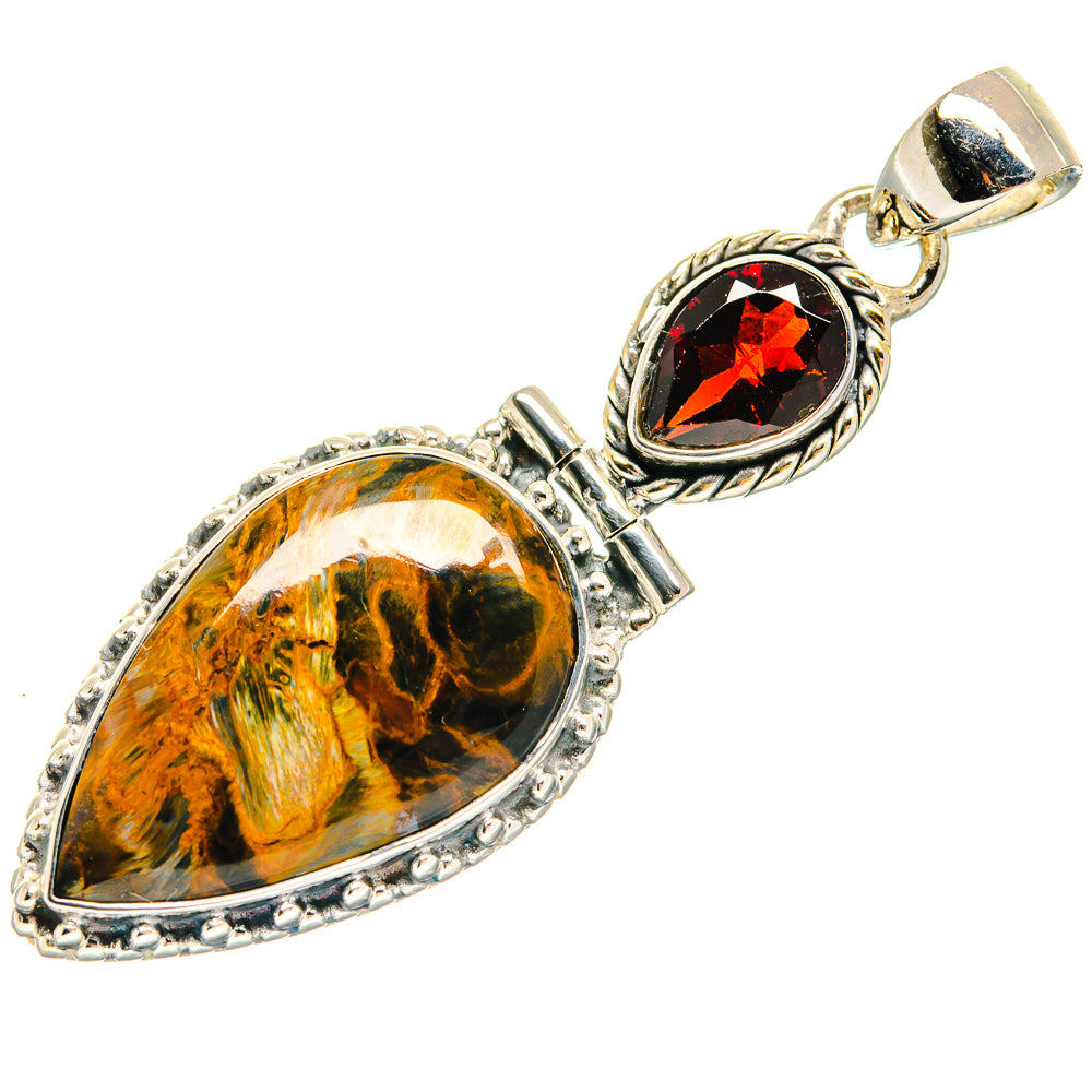 Golden Pietersite, Garnet Pendants handcrafted by Anasilvercos - PD18621