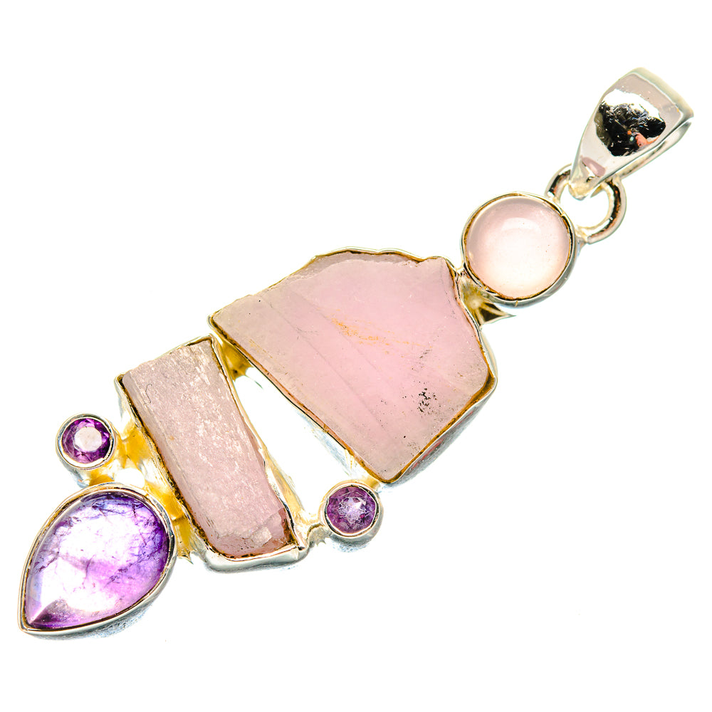 Rose Quartz, Amethyst Pendants handcrafted by Anasilvercos - PD18653