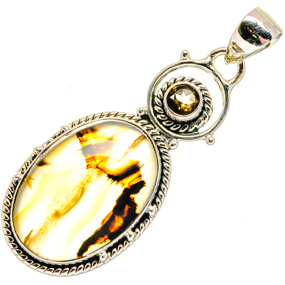 Montana Agate, Smoky Quartz Pendants handcrafted by Anasilvercos - PD18654