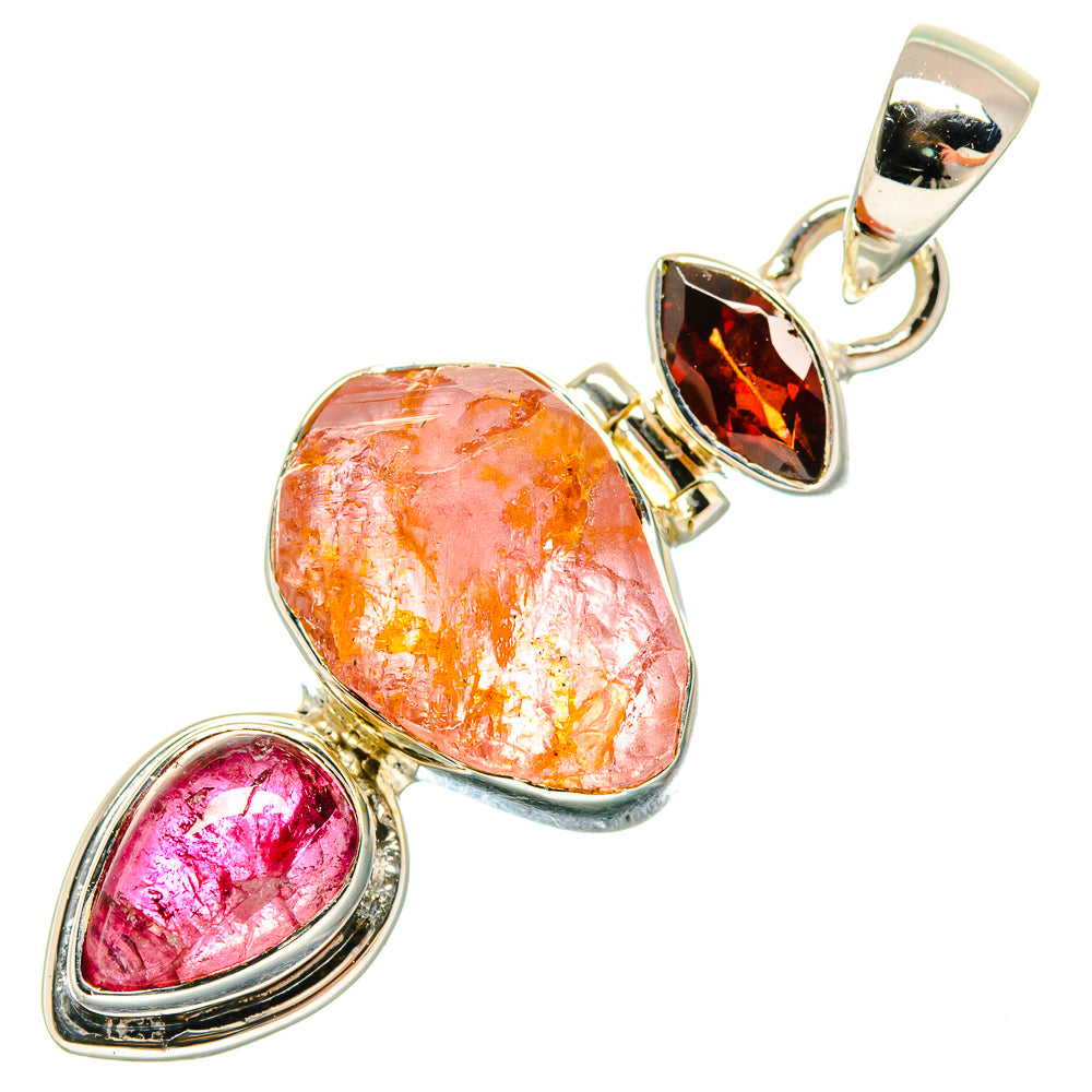 Rose Quartz, Pink Tourmaline, Garnet Pendants handcrafted by Anasilvercos - PD18655
