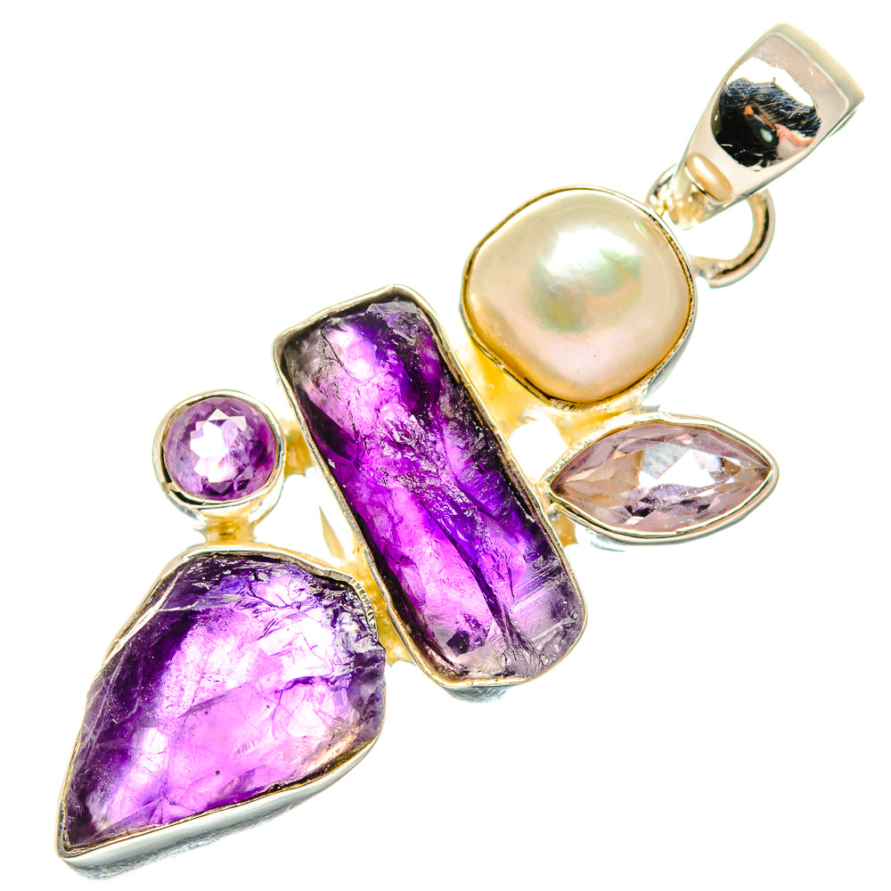 Amethyst, Cultured Pearl Pendants handcrafted by Anasilvercos - PD18657
