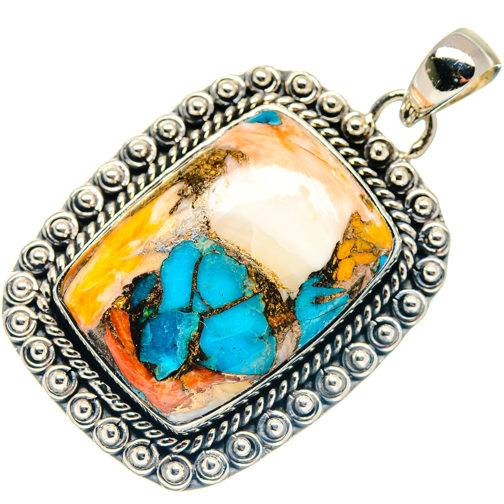 Kingman Pink Dahlia Turquoise Pendants handcrafted by Anasilvercos - PD18664