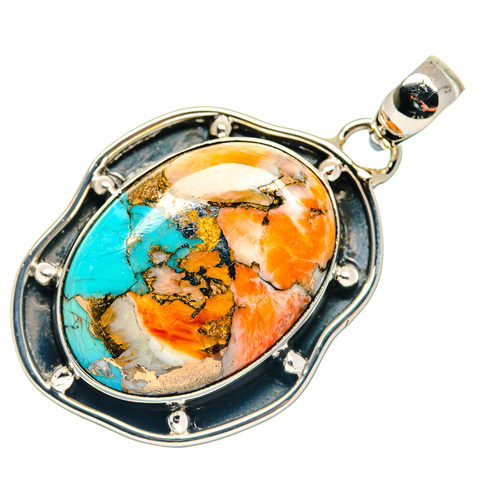 Kingman Pink Dahlia Turquoise Pendants handcrafted by Anasilvercos - PD18684