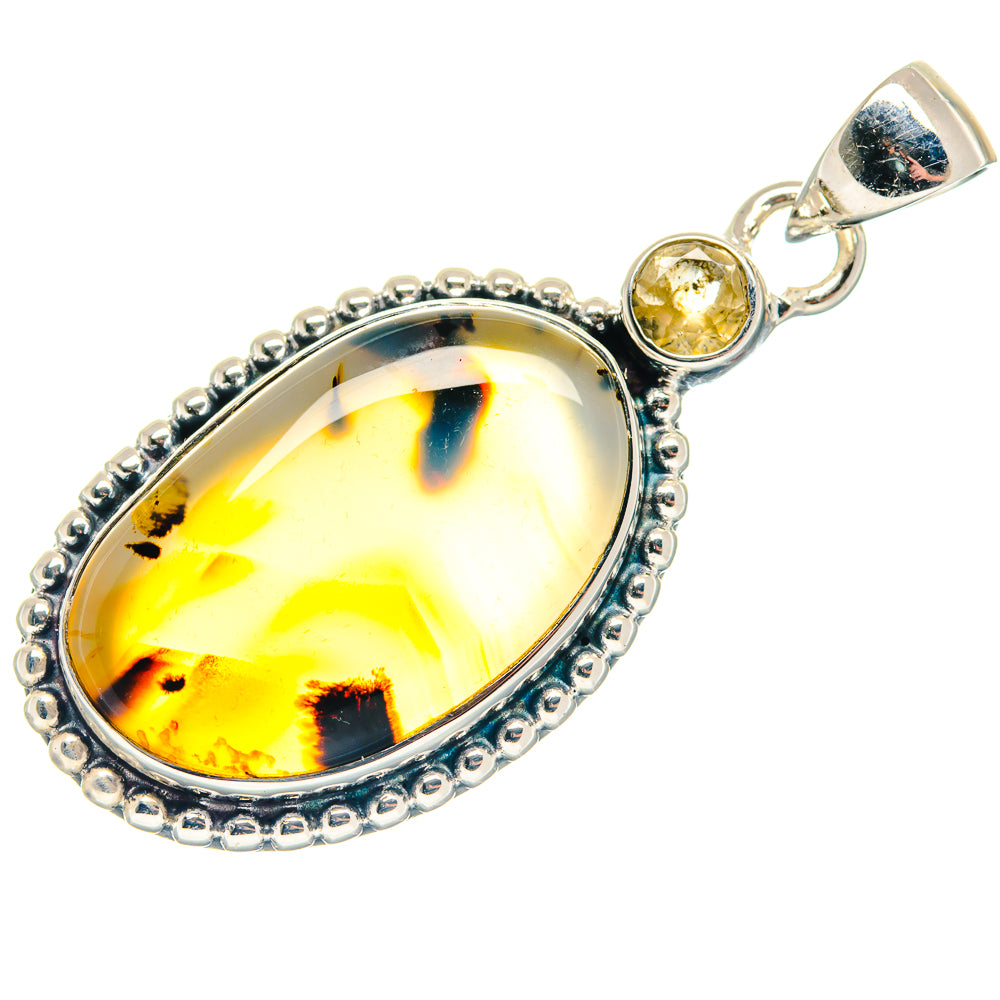 Montana Agate, Citrine Pendants handcrafted by Anasilvercos - PD18693
