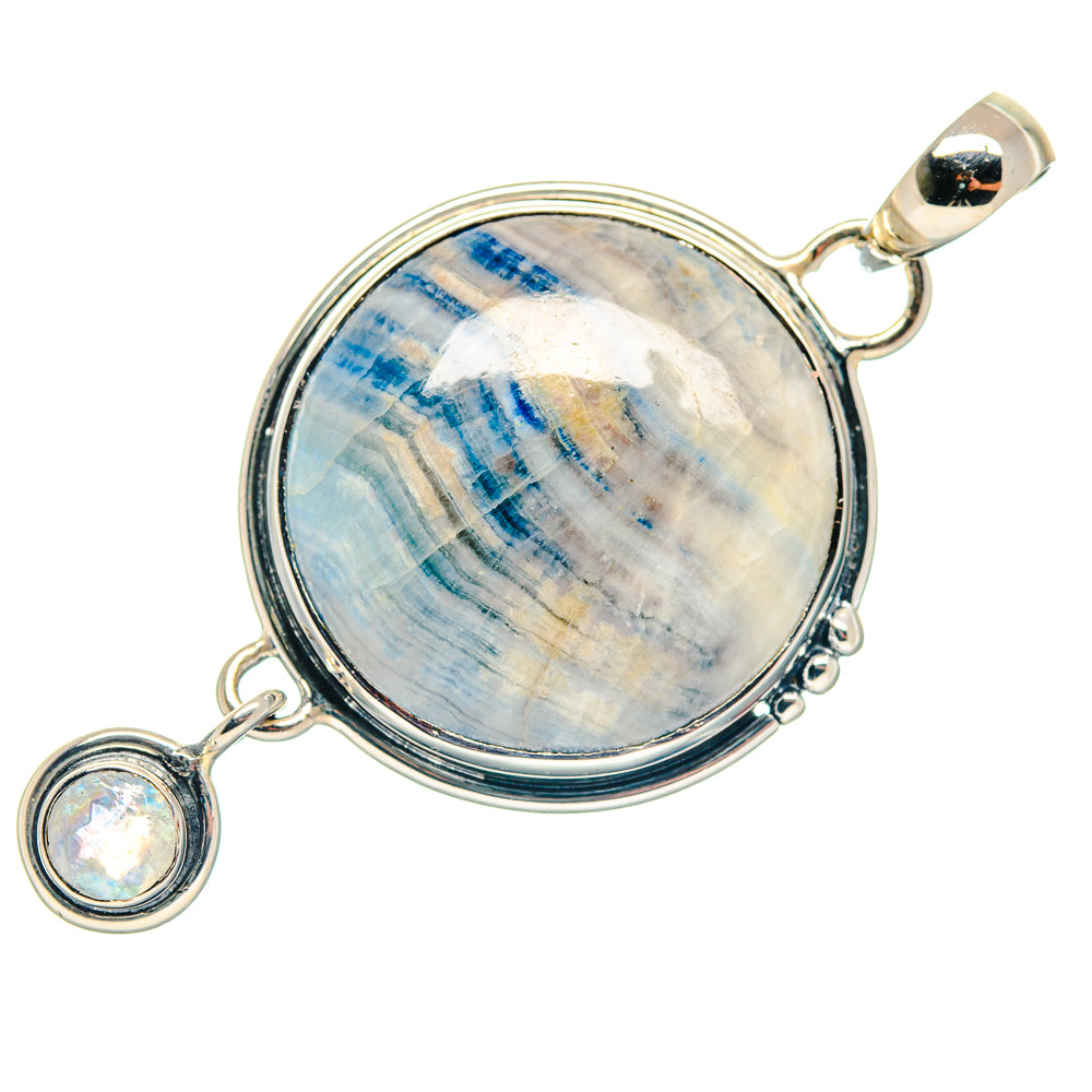 Blue Scheelite, Rainbow Moonstone Pendants handcrafted by Anasilvercos - PD18701