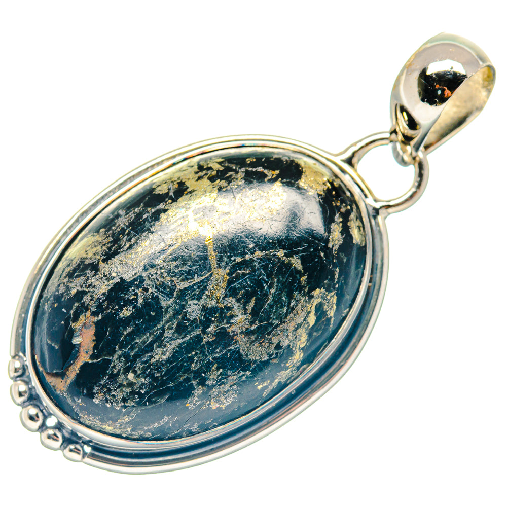 Pyrite In Black Onyx Pendants handcrafted by Anasilvercos - PD18742
