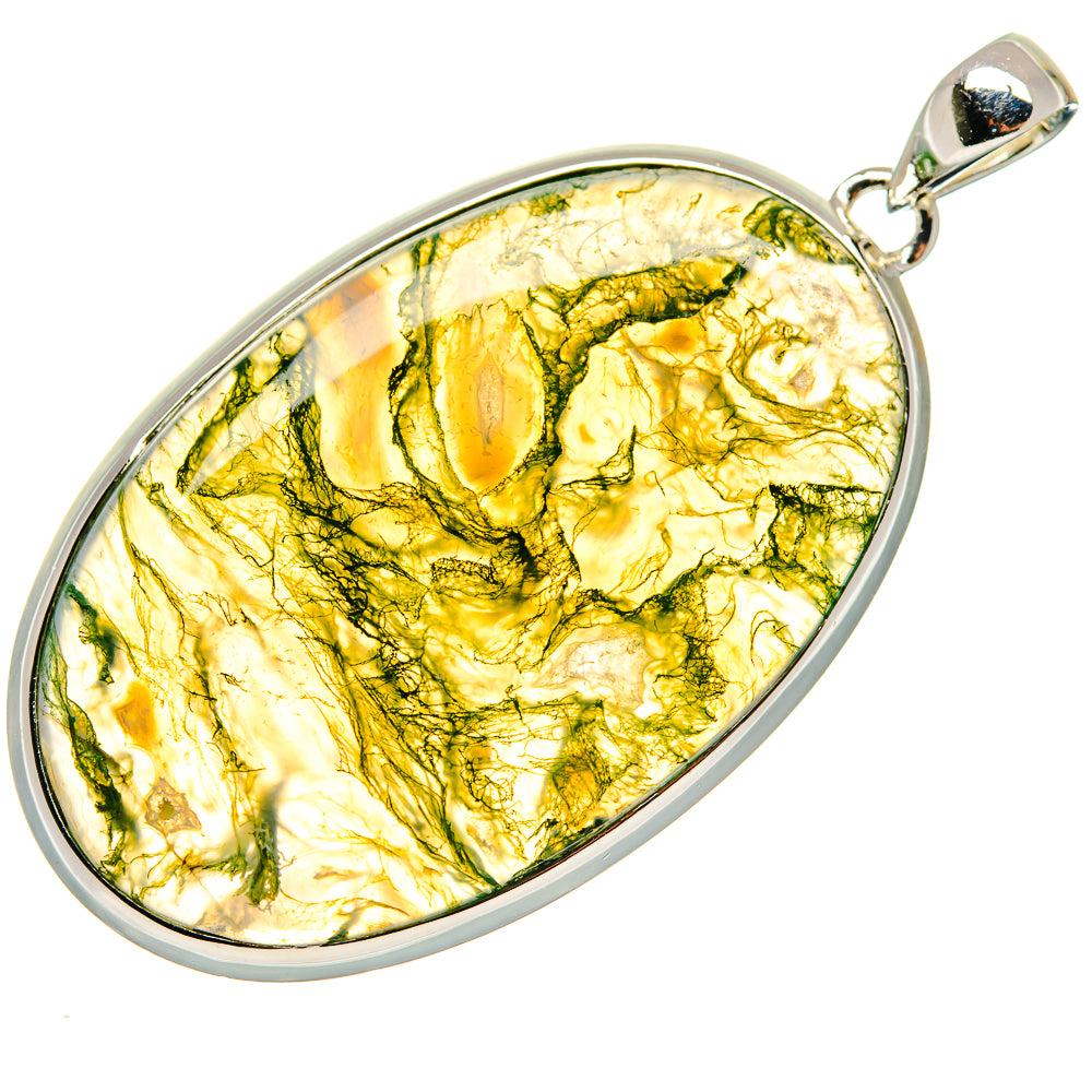 Green Moss Agate Pendants handcrafted by Anasilvercos - PD18780