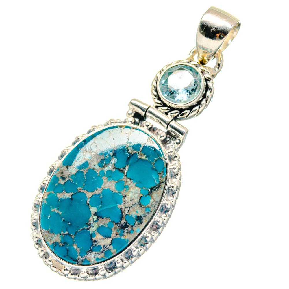 Blue Copper Composite Turquoise Pendants handcrafted by Anasilvercos - PD18951