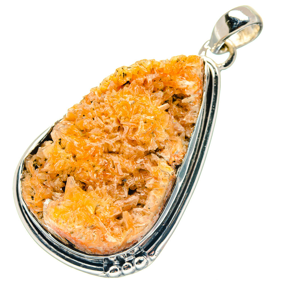 Orange Calcite Crystal Pendants handcrafted by Anasilvercos - PD18984