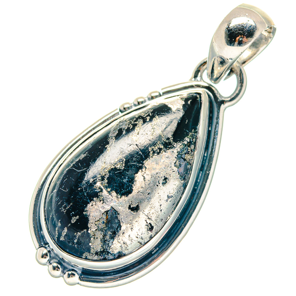 Pyrite In Black Onyx Pendants handcrafted by Anasilvercos - PD19007