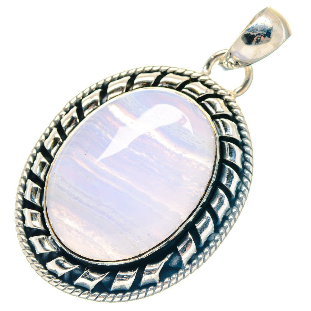 Blue Lace Agate Pendants handcrafted by Anasilvercos - PD19010