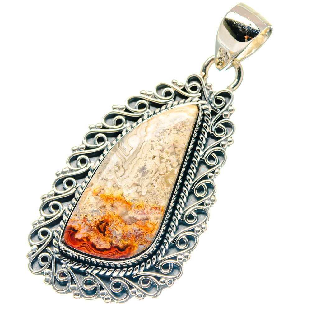 Crazy Lace Agate Pendants handcrafted by Anasilvercos - PD19044