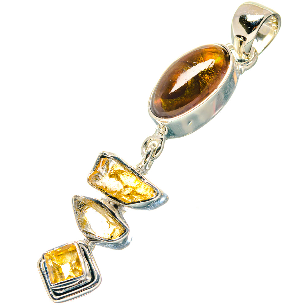 Mexican Fire Opal Pendants handcrafted by Anasilvercos - PD19058