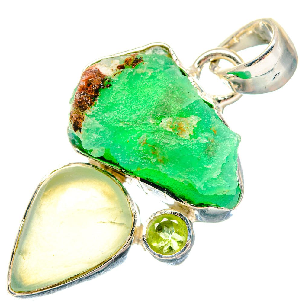 Tibetan Turquoise, Green Amethyst, Prehnite, Peridot Pendants handcrafted by Anasilvercos - PD19619