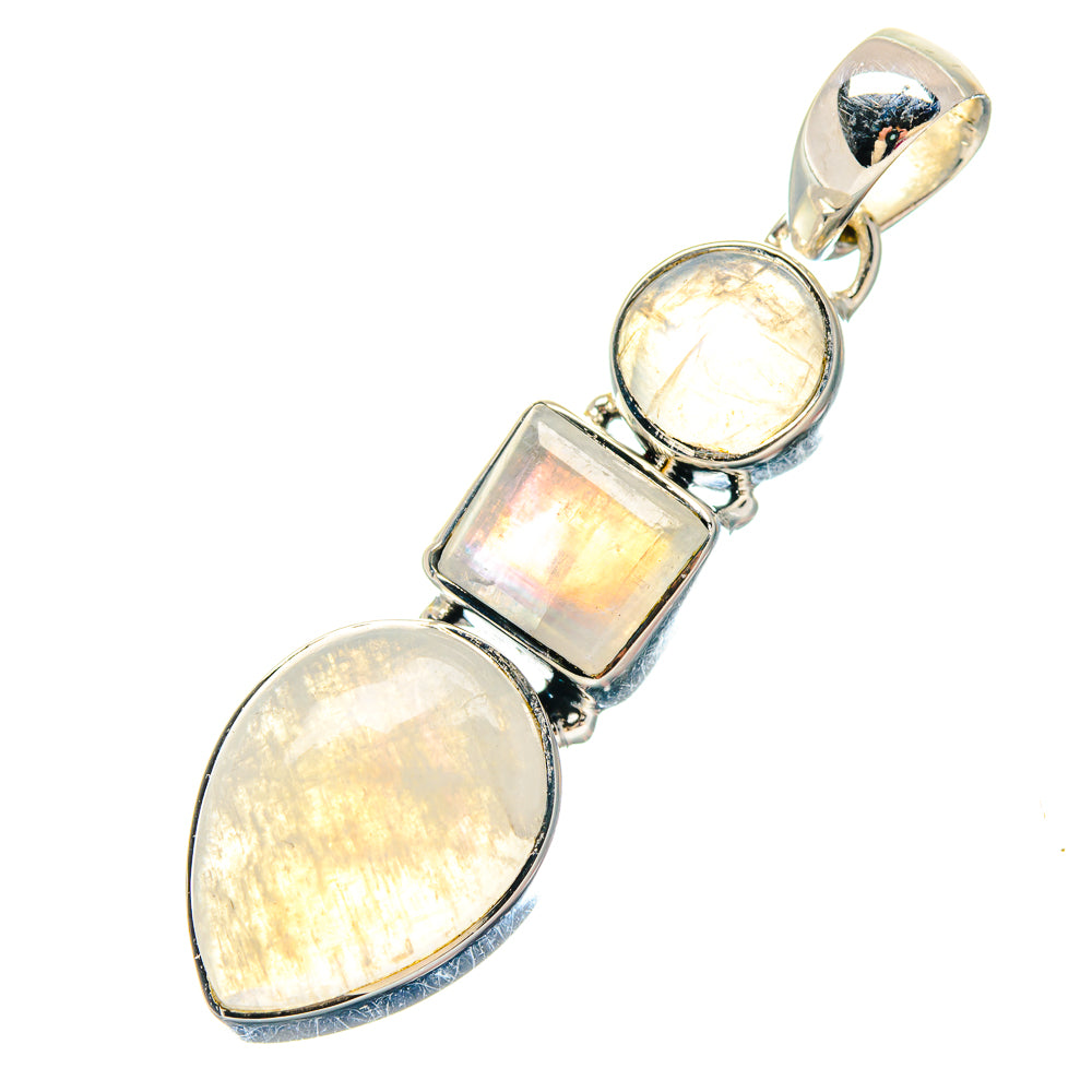 Rainbow Moonstone Pendants handcrafted by Anasilvercos - PD19734