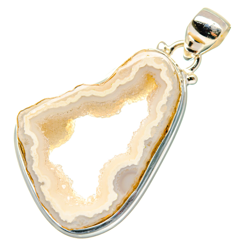 White Geode Slice Pendants handcrafted by Anasilvercos - PD19834