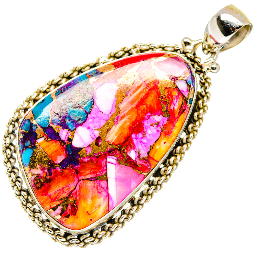 Kingman Pink Dahlia Turquoise Pendants handcrafted by Anasilvercos - PD19855
