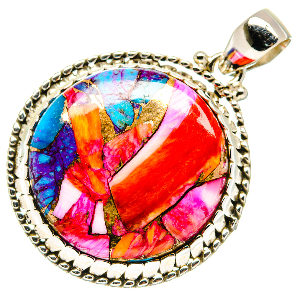 Kingman Pink Dahlia Turquoise Pendants handcrafted by Anasilvercos - PD19881
