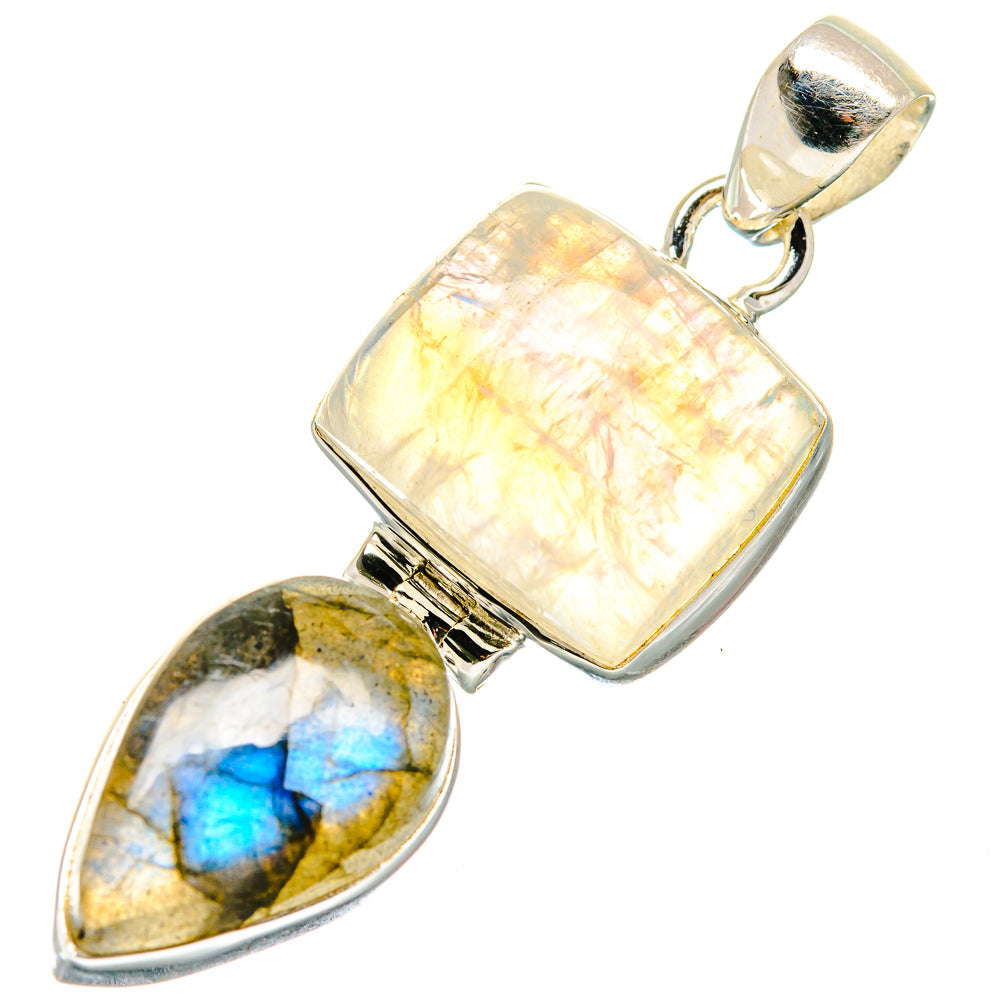 Rainbow Moonstone Pendants handcrafted by Anasilvercos - PD19906