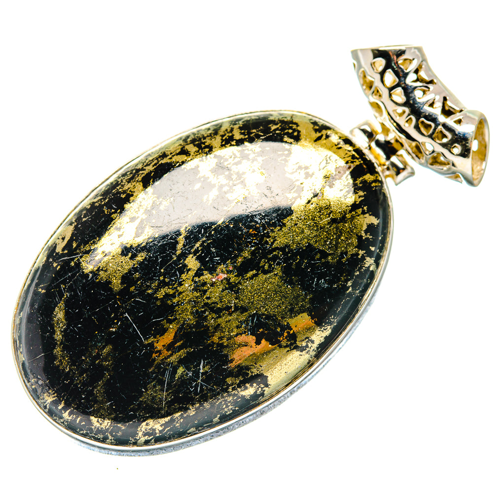 Pyrite In Black Onyx Pendants handcrafted by Anasilvercos - PD19919