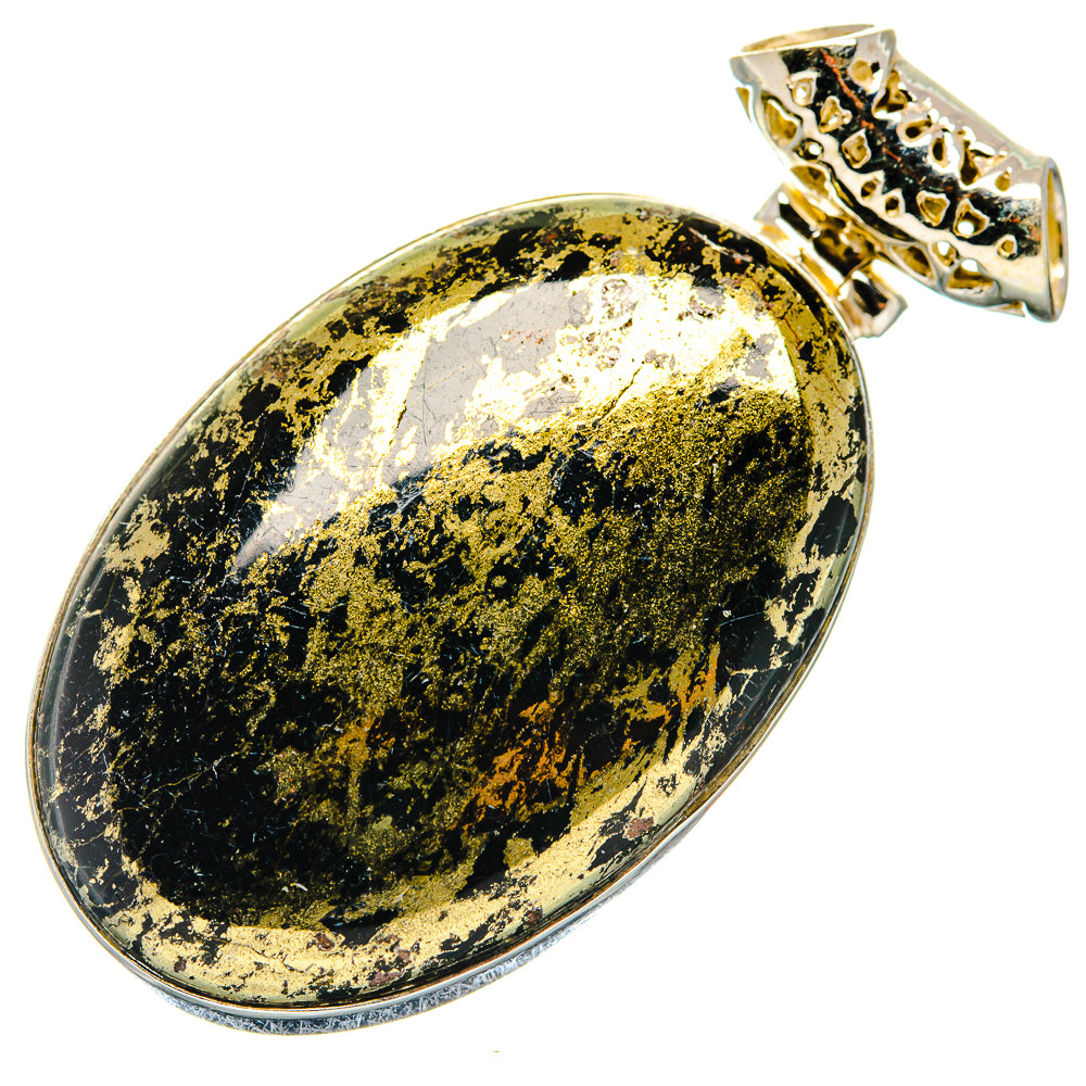 Pyrite In Black Onyx Pendants handcrafted by Anasilvercos - PD19922