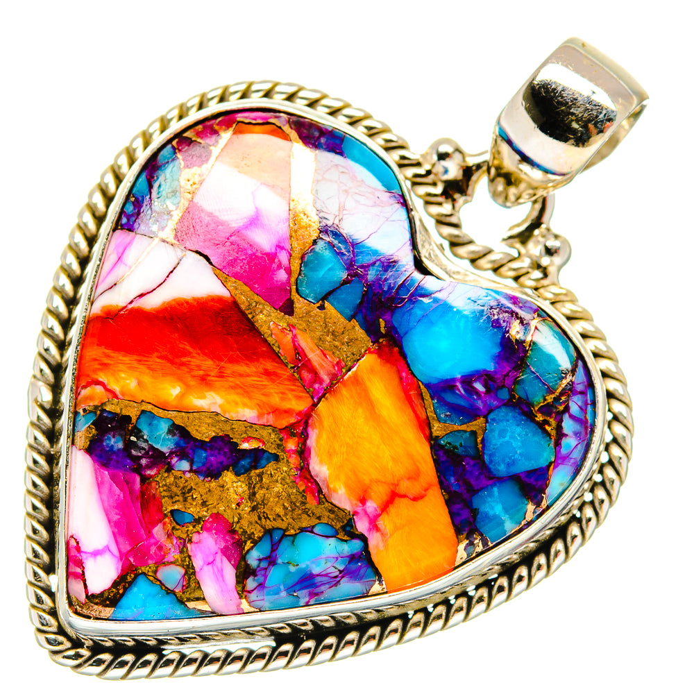 Kingman Pink Dahlia Turquoise Pendants handcrafted by Anasilvercos - PD20003