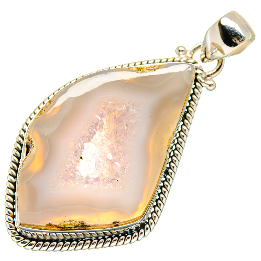White Geode Slice Pendants handcrafted by Anasilvercos - PD20014