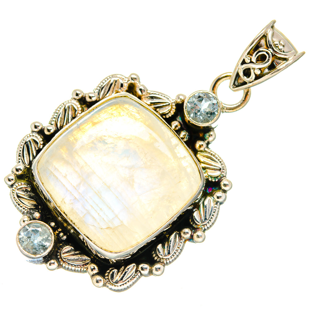 Rainbow Moonstone Pendants handcrafted by Anasilvercos - PD20046