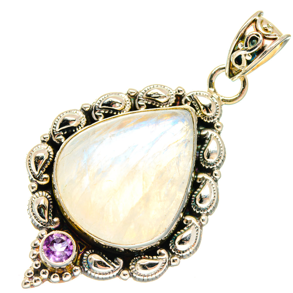 Rainbow Moonstone Pendants handcrafted by Anasilvercos - PD20047