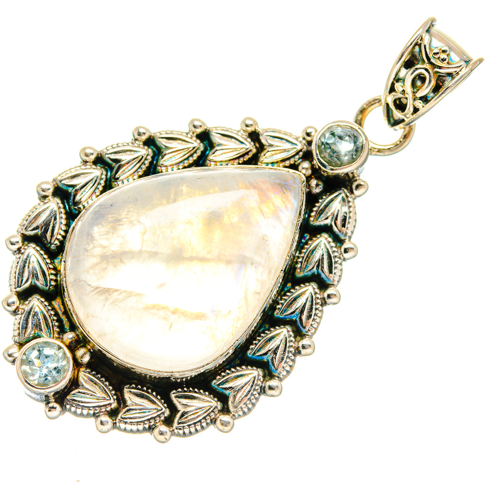 Rainbow Moonstone Pendants handcrafted by Anasilvercos - PD20197