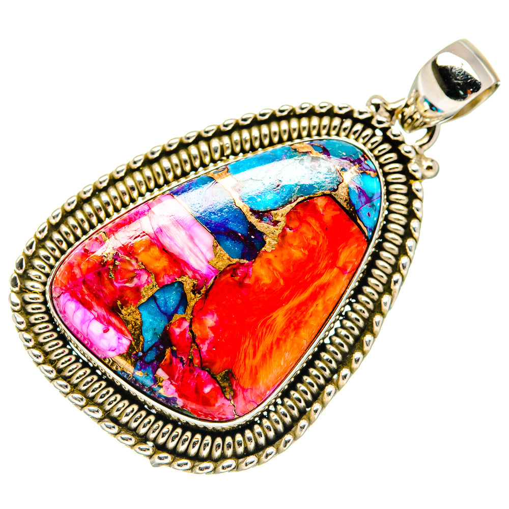 Kingman Pink Dahlia Turquoise Pendants handcrafted by Anasilvercos - PD20235