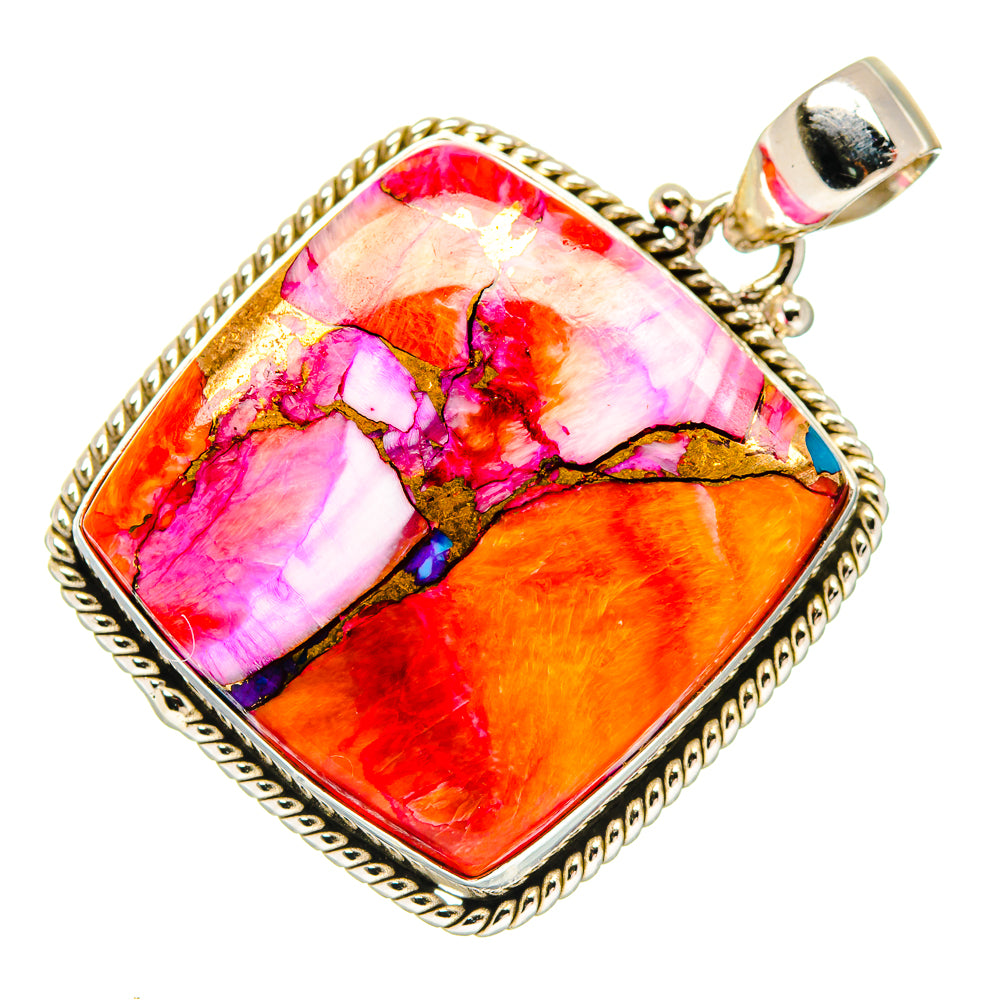 Kingman Pink Dahlia Turquoise Pendants handcrafted by Anasilvercos - PD20263