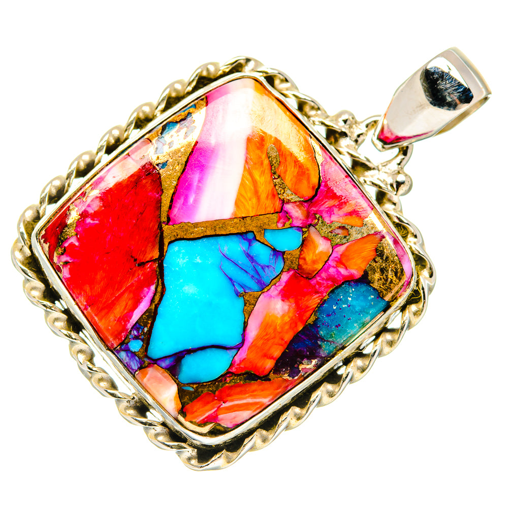 Kingman Pink Dahlia Turquoise Pendants handcrafted by Anasilvercos - PD20275