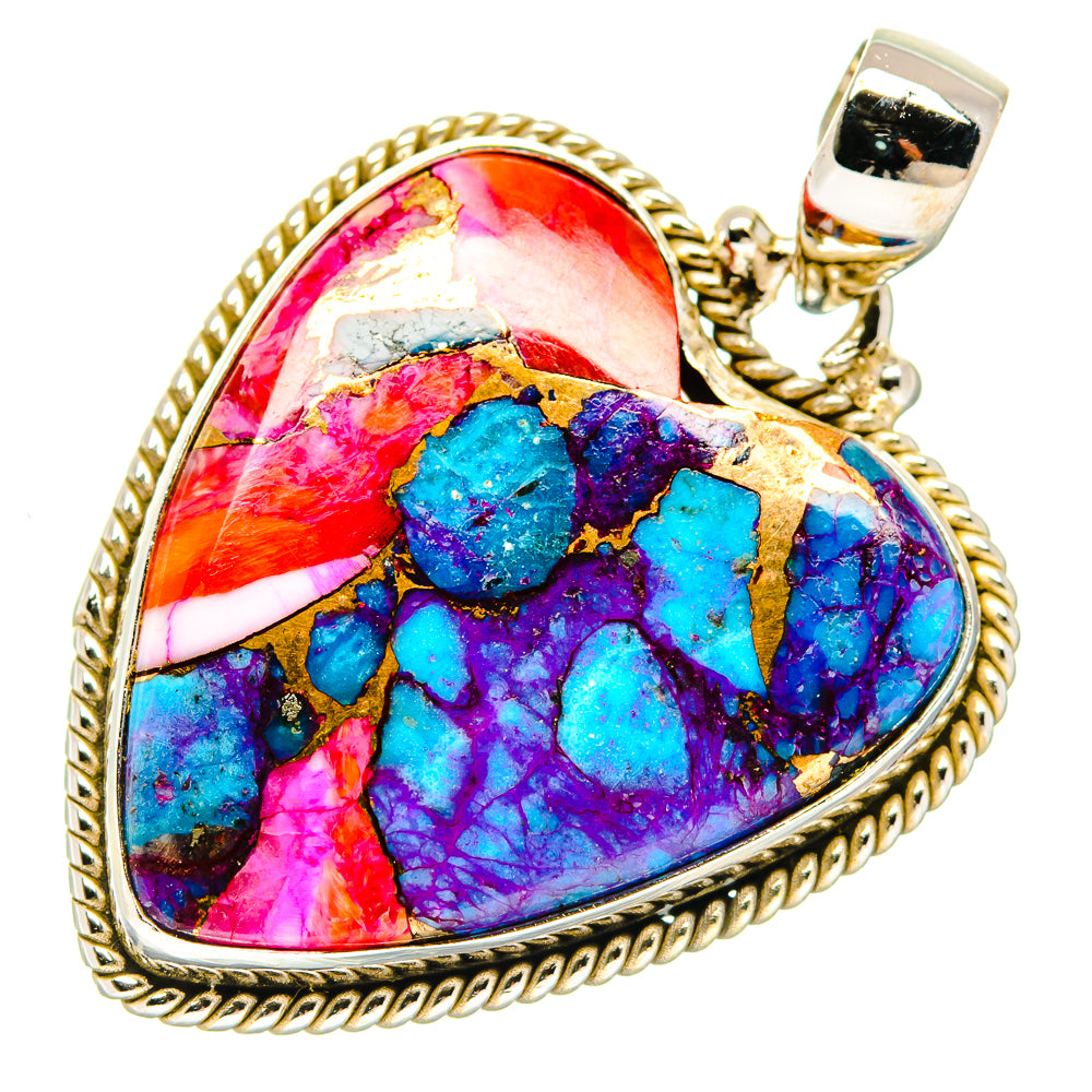 Kingman Pink Dahlia Turquoise Pendants handcrafted by Anasilvercos - PD20277
