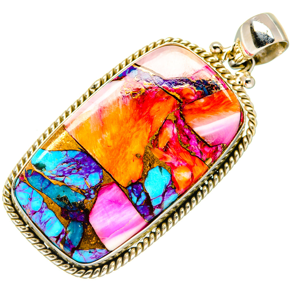Kingman Pink Dahlia Turquoise Pendants handcrafted by Anasilvercos - PD20278