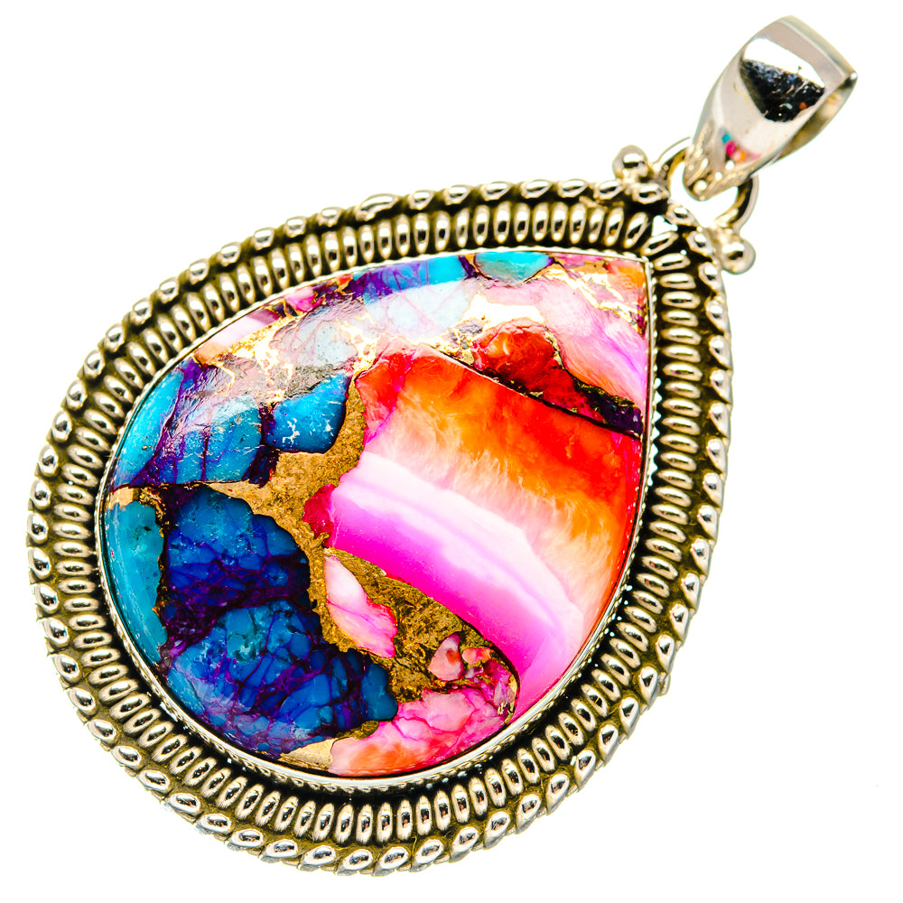 Kingman Pink Dahlia Turquoise Pendants handcrafted by Anasilvercos - PD20279