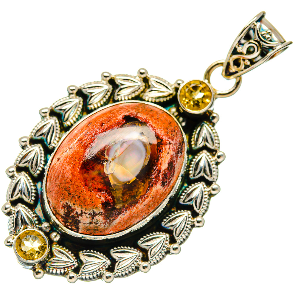 Mexican Fire Opal Pendants handcrafted by Anasilvercos - PD20309