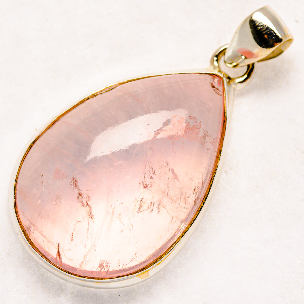 Rose Quartz Pendants handcrafted by Anasilvercos - PD20325