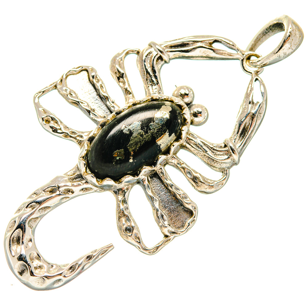 Pyrite In Black Onyx Pendants handcrafted by Anasilvercos - PD20333