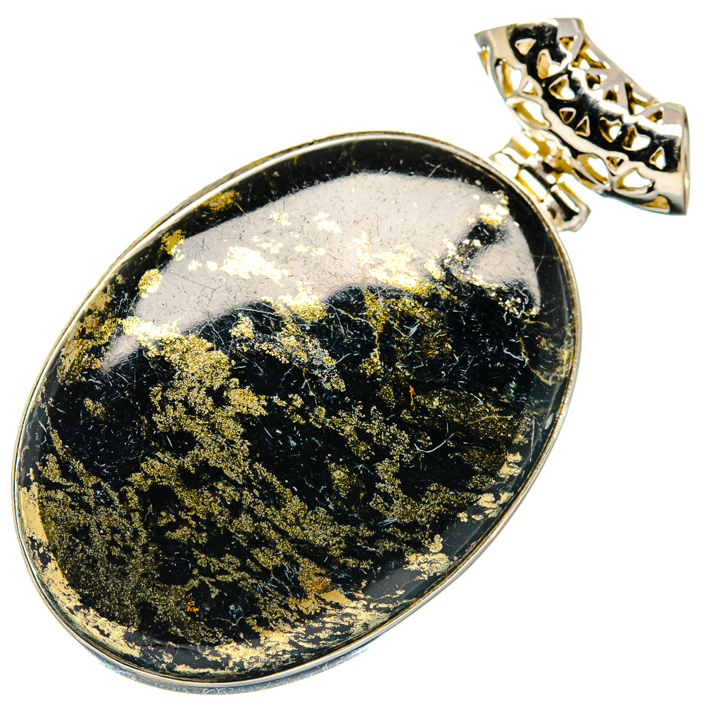 Pyrite In Black Onyx Pendants handcrafted by Anasilvercos - PD20363
