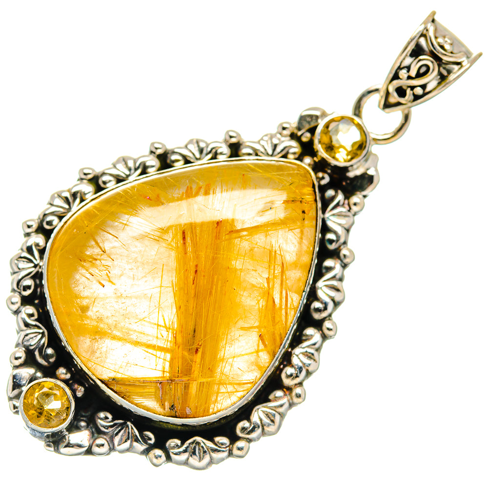 Rutilated Quartz Pendants handcrafted by Anasilvercos - PD20374