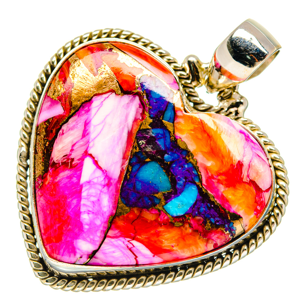 Kingman Pink Dahlia Turquoise Pendants handcrafted by Anasilvercos - PD20453