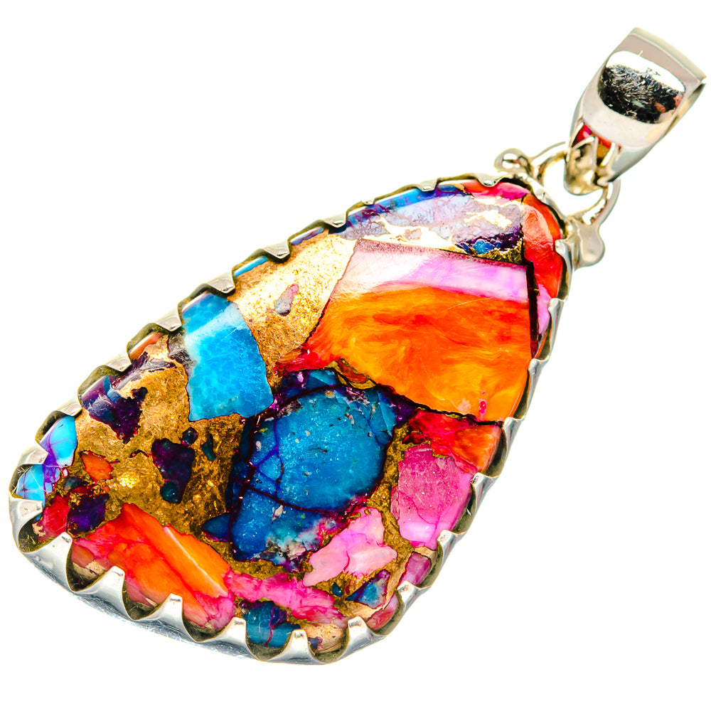 Kingman Pink Dahlia Turquoise Pendants handcrafted by Anasilvercos - PD20454