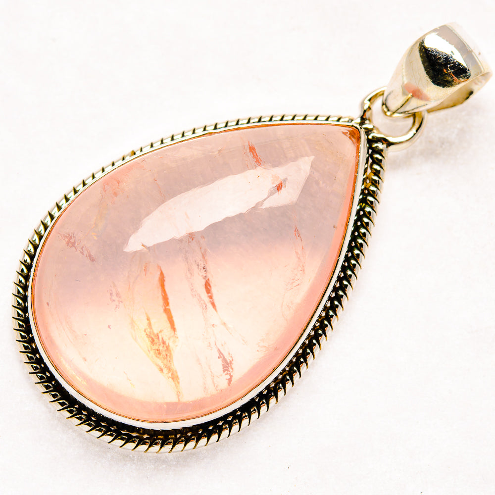 Rose Quartz Pendants handcrafted by Anasilvercos - PD20456