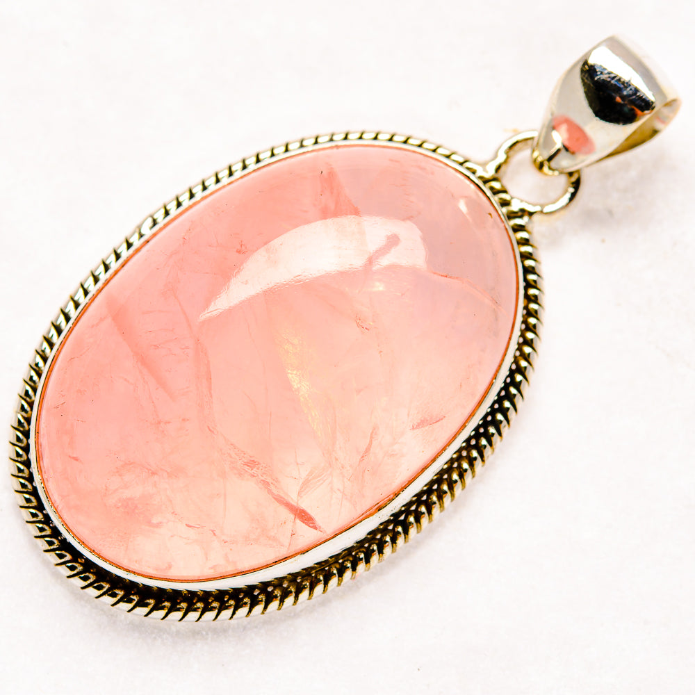 Rose Quartz Pendants handcrafted by Anasilvercos - PD20457
