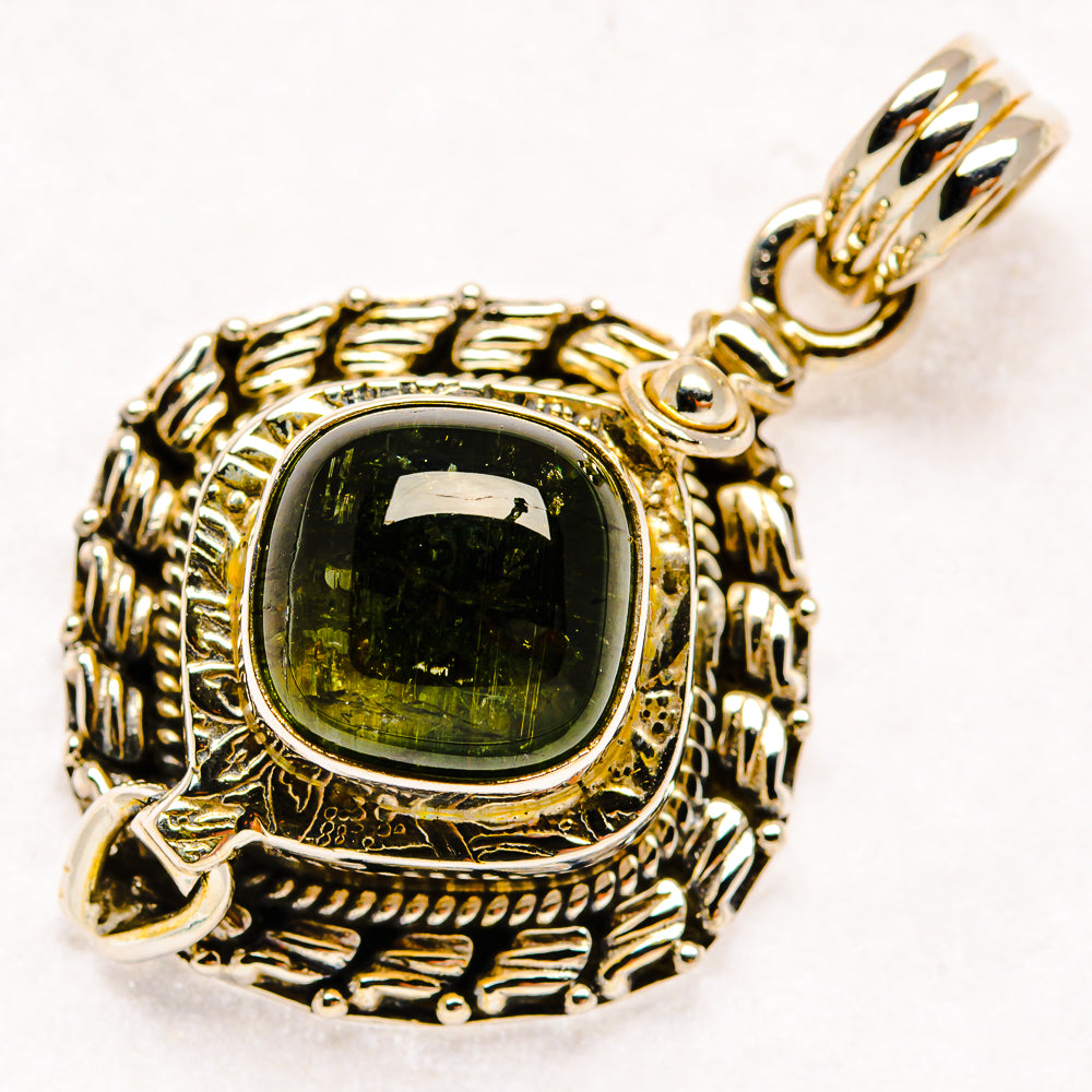 Green Tourmaline Pendants handcrafted by Anasilvercos - PD20468