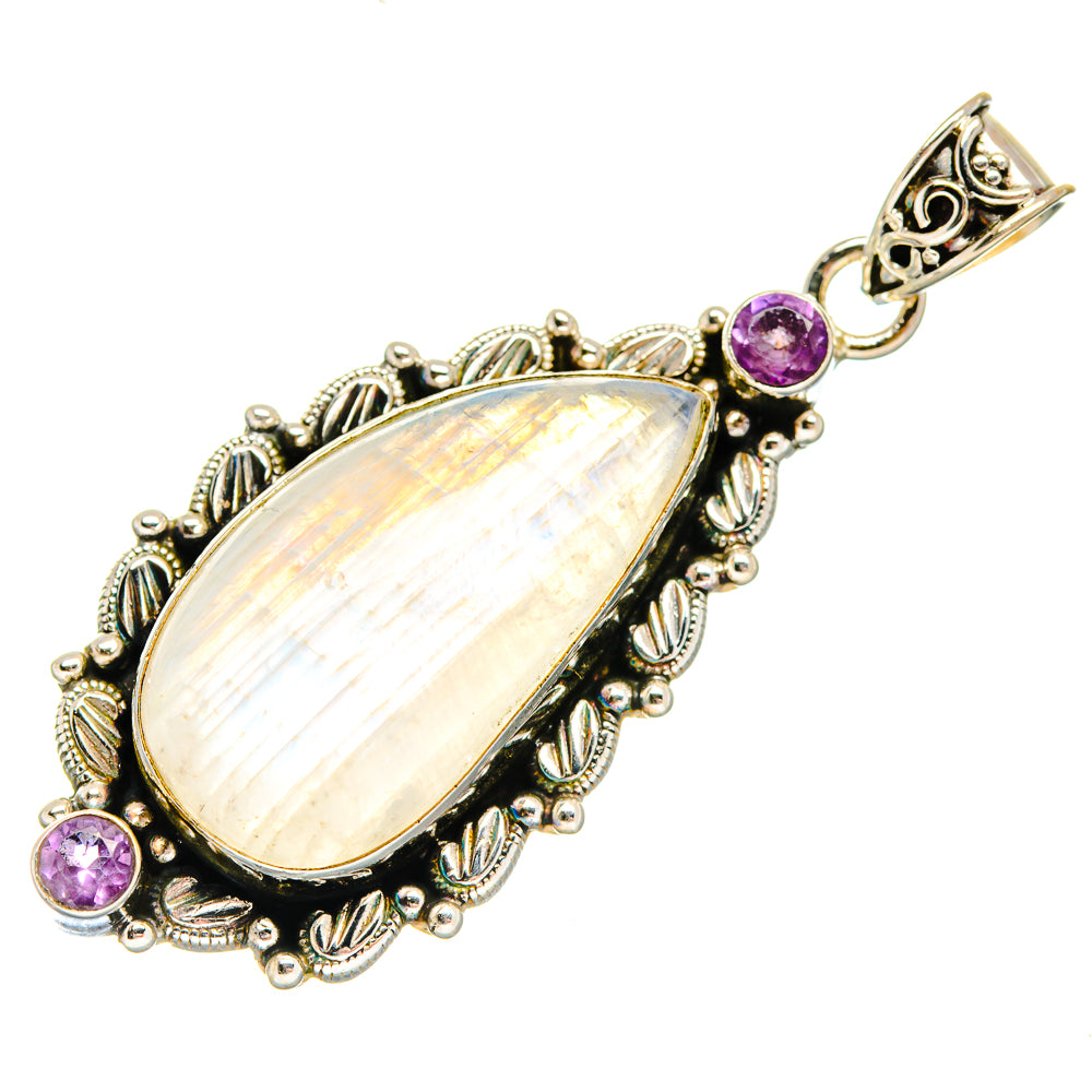Rainbow Moonstone Pendants handcrafted by Anasilvercos - PD20472
