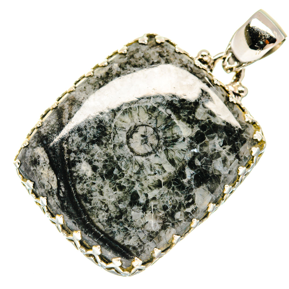 Moroccan Goniatite Fossil Pendants handcrafted by Anasilvercos - PD20494