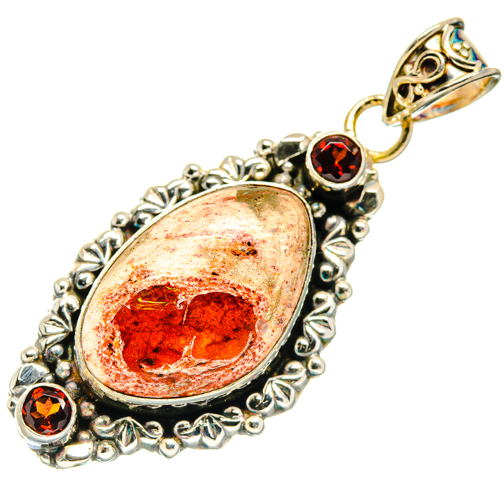 Mexican Fire Opal Pendants handcrafted by Anasilvercos - PD20499