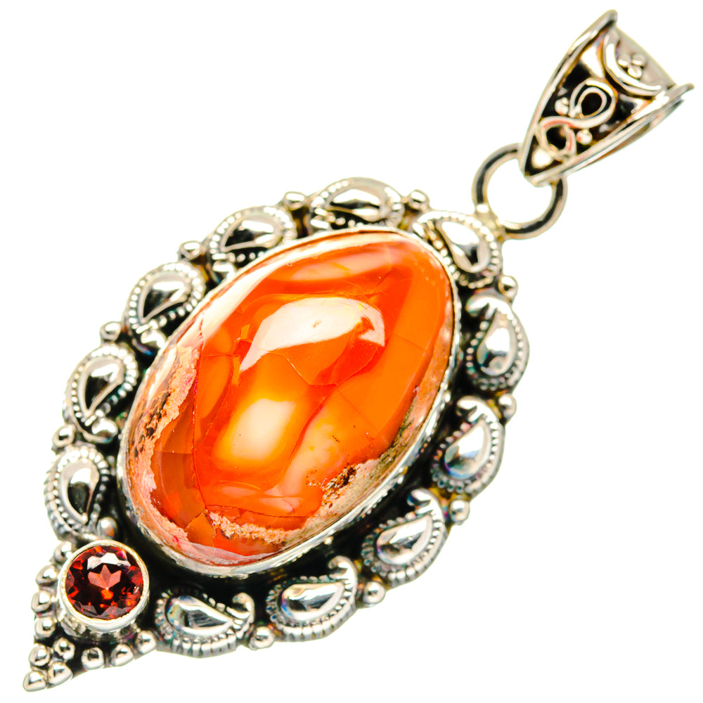 Mexican Fire Opal Pendants handcrafted by Anasilvercos - PD20500